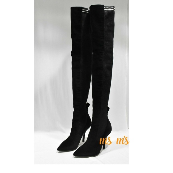 NIB FENDI Velvet stretch Knit over the knee boots - Picture 3 of 8